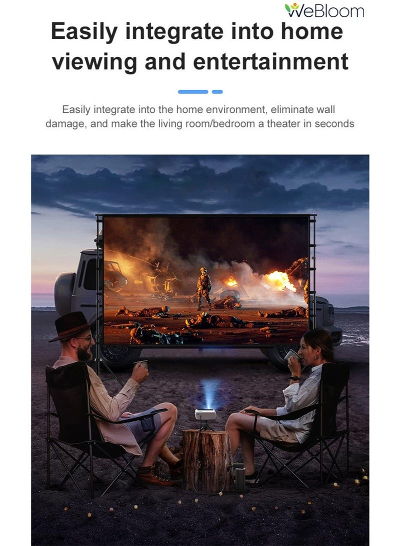 WeBloom 100-120-150 Inch Projector Screen with Dual Tripod Stand 16:9 4K HD Portable Outdoor Indoor Projector Screen Rear Front Projection Screen, Foldable Thick Milk Silk Outdoor Movie Screen With Carry Bag for Home Theater, Office Meetings, Outdoor Movies. - Image 2